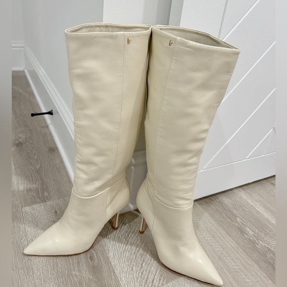 LARROUDE KATE BOOT IN IVORY LEATHER - Picture 4 of 5